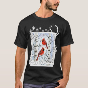 Winter dinals Birch Trees Snowflake Design T-Shirt