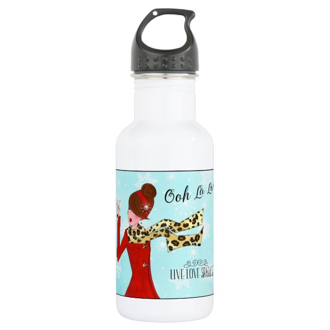 WINTER DIVA - Live Love Sparkle! Stainless Steel Water Bottle (Front)