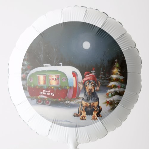 Winter Doberman Caravan Christmas Adventure  Balloon