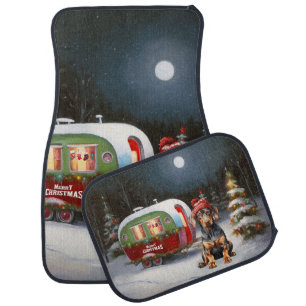Winter Doberman Caravan Christmas Adventure  Car Floor Mat