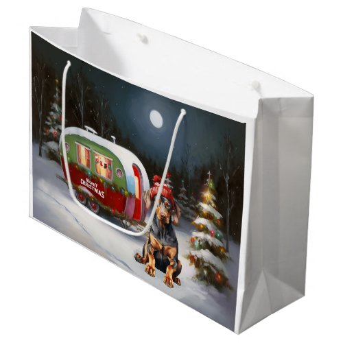 Winter Doberman Caravan Christmas Adventure  Large Gift Bag