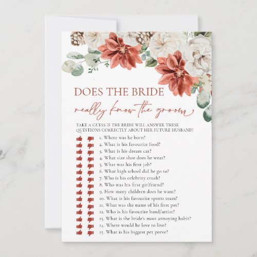 Winter Does the Bride really know the Groom Game Invitation