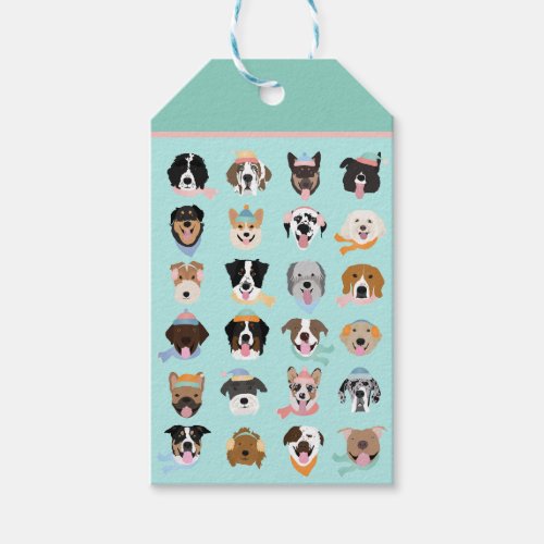 Winter Dog Faces Gift Tags