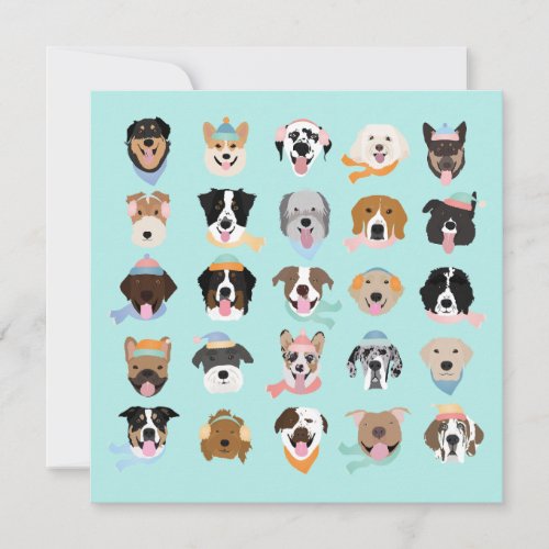 Winter Dog Faces Holiday Card