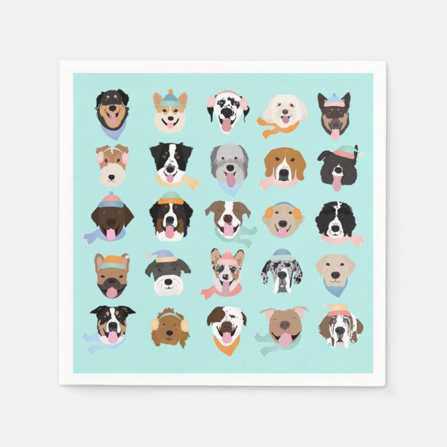 Winter Dog Faces Napkins (Front)
