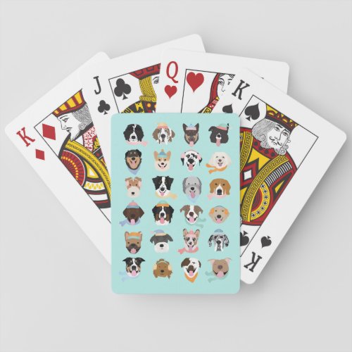 Winter Dog Faces Poker Cards