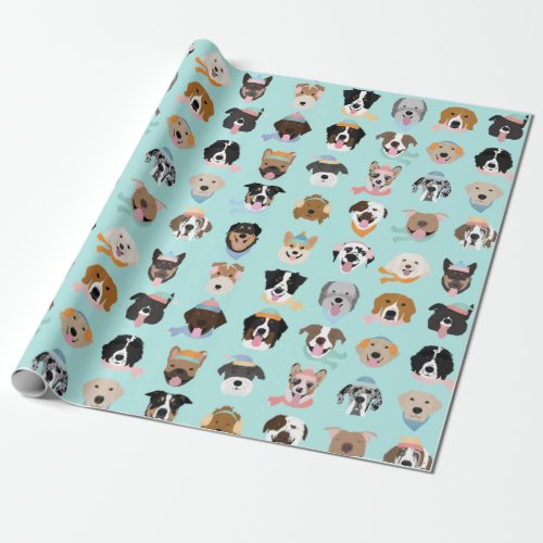 Winter Dog Faces Wrapping Paper