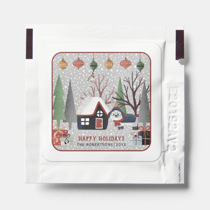 Snowflakes and Gifts Christmas Hand Sanitizer Labels