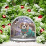 Winter Dog's Photo Christmas Snow Globe<br><div class="desc">Photo Snow Globe featuring your dog's favorite photo. Personalize it with his/her name and year. Change the text and personalize it as you prefer.</div>
