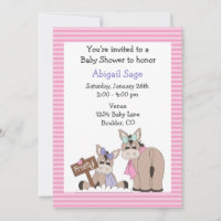 Winter Donkey Baby Shower Invitation for Girls