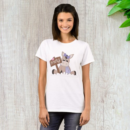 Winter Donkey Frosty Sign T_Shirt