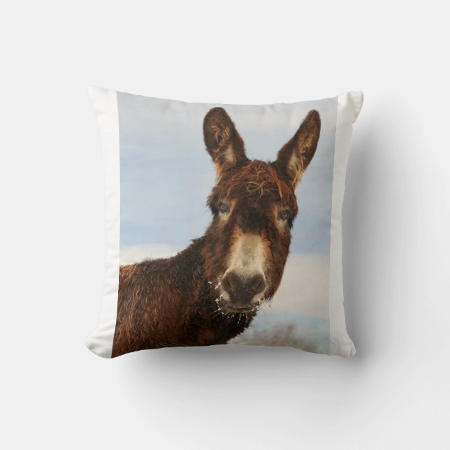 Winter Donkey Throw Pillow (Front)