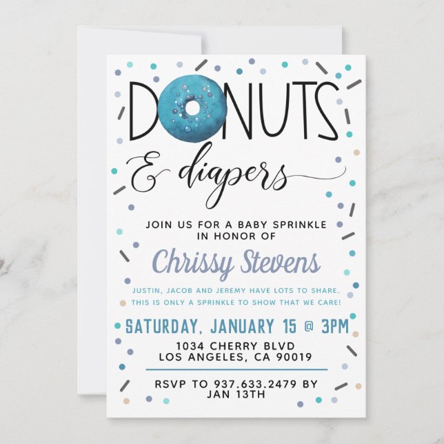 Winter Donut Baby Sprinkle Shower Invitation (Front)
