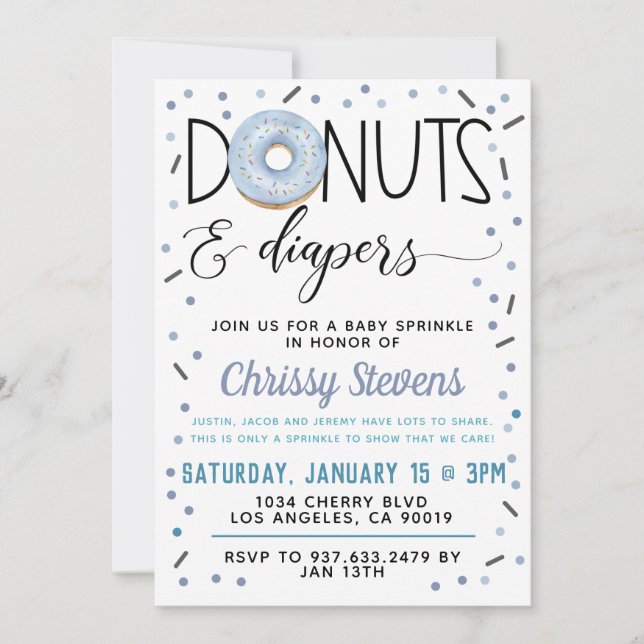 Winter Donut Baby Sprinkle Shower Invitation (Front)