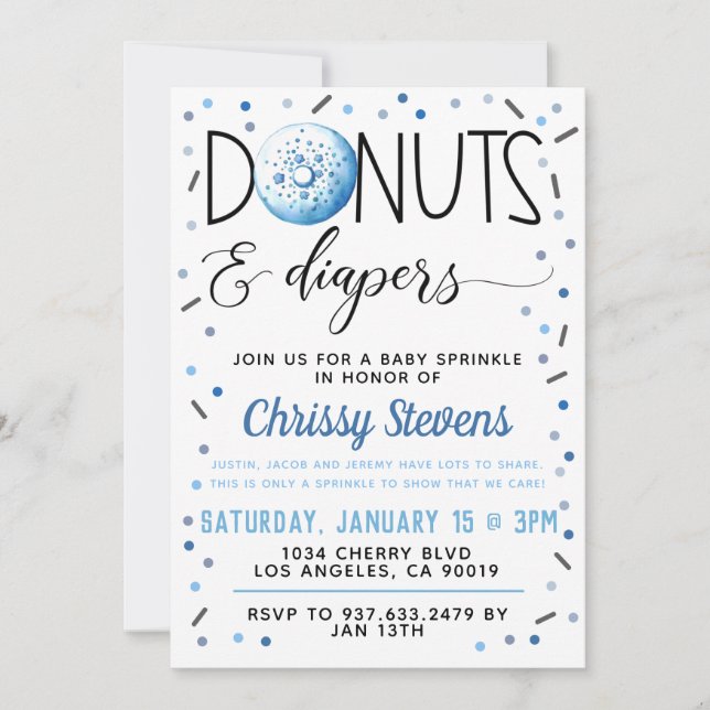 Winter Donut Baby Sprinkle Shower Invitation (Front)