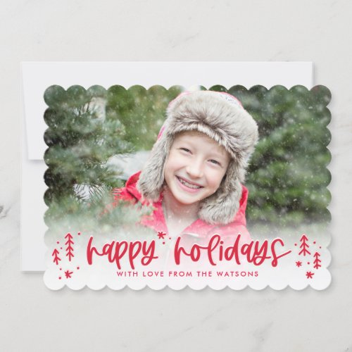 Winter Doodles Modern Holiday Photo Card