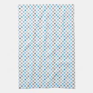 Winter Dot Pattern White Blue Gray Kitchen Towel
