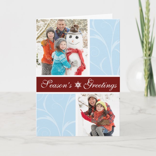 Winter Double Family Photo Holiday Card (Front)