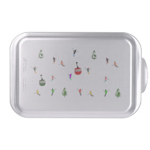 Winter Downhill Aerial Skiers Skiing Pattern Cake Pan