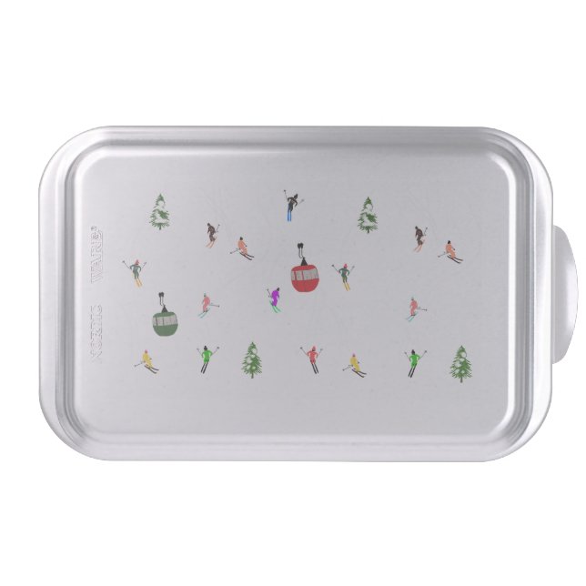 Winter Downhill Aerial Skiers Skiing Pattern Cake Pan (Front)