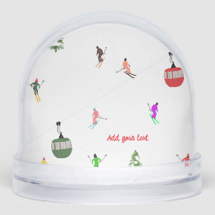 Winter Downhill Aerial Skiers Skiing Pattern Snow Globe