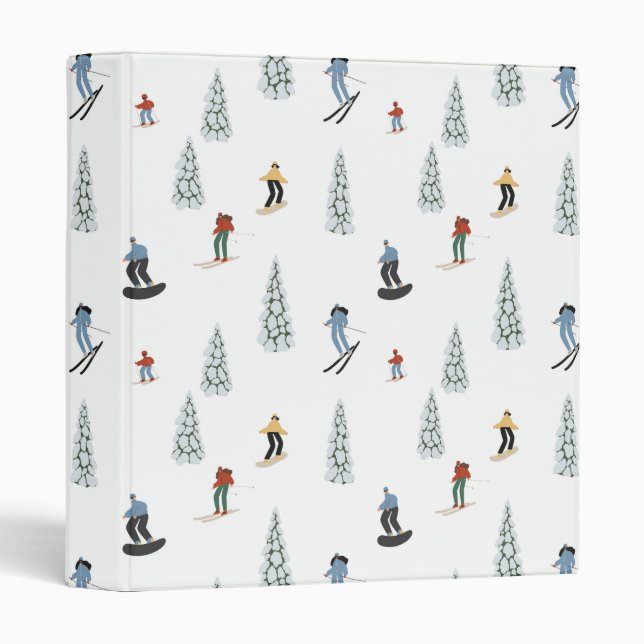 Winter Downhill Pattern 3 Ring Binder (Front/Spine)