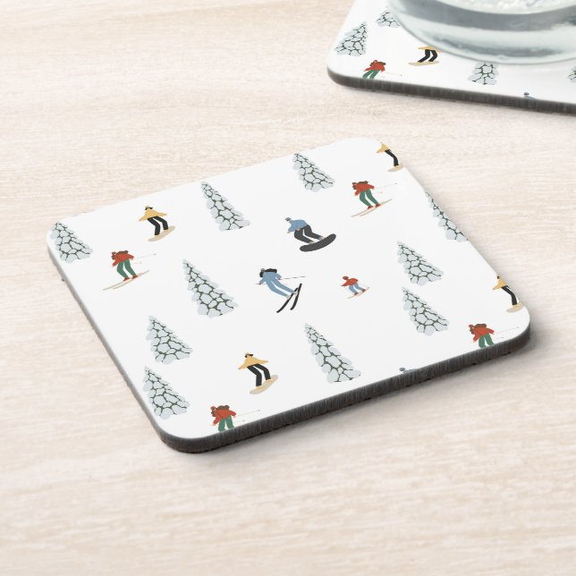 Winter Downhill Pattern Beverage Coaster (Left Side)
