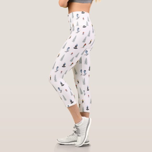 Winter Downhill Pattern Capri Leggings