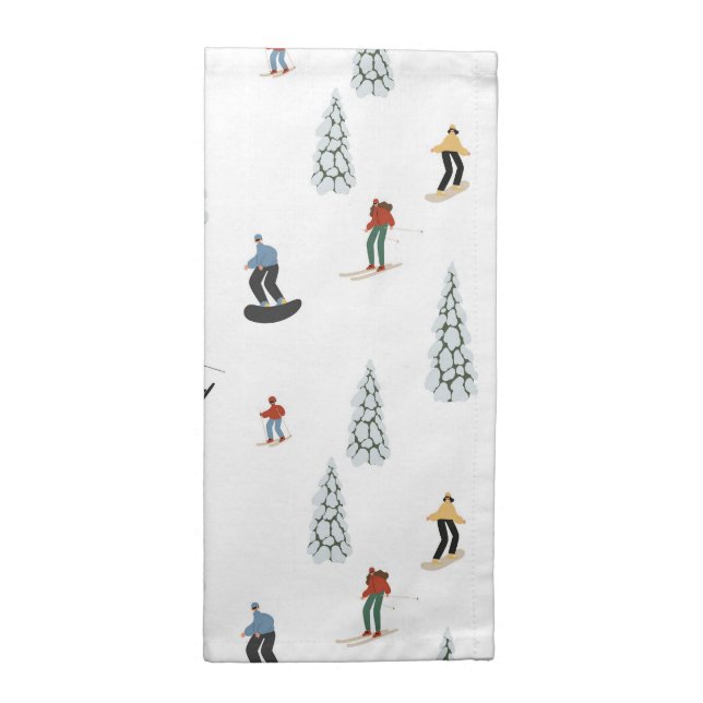 Winter Downhill Pattern Cloth Napkin (Half Fold)