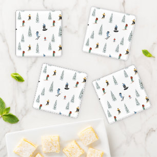 Winter Downhill Pattern Coaster Set