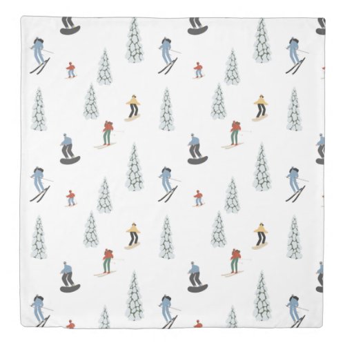 Winter Downhill Pattern Duvet Cover