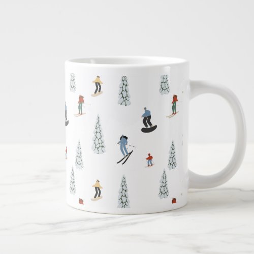 Winter Downhill Pattern Giant Coffee Mug