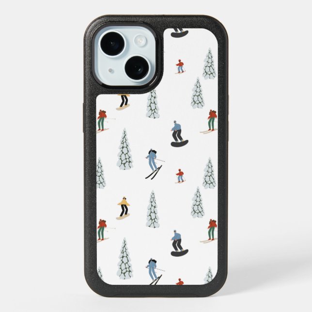 Winter Downhill Pattern iPhone 15 Case (Back)