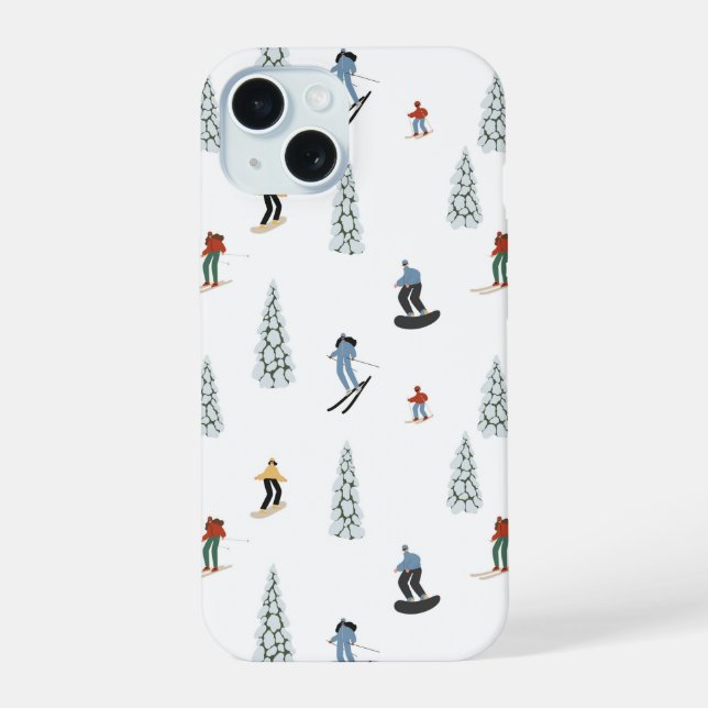 Winter Downhill Pattern iPhone 15 Case (Back)