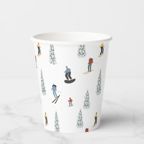Winter Downhill Pattern Paper Cups
