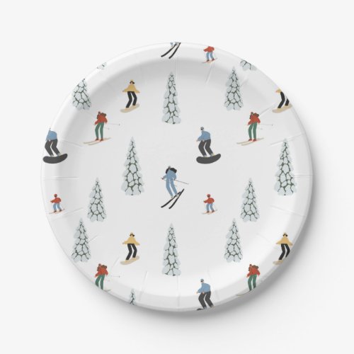 Winter Downhill Pattern Paper Plates