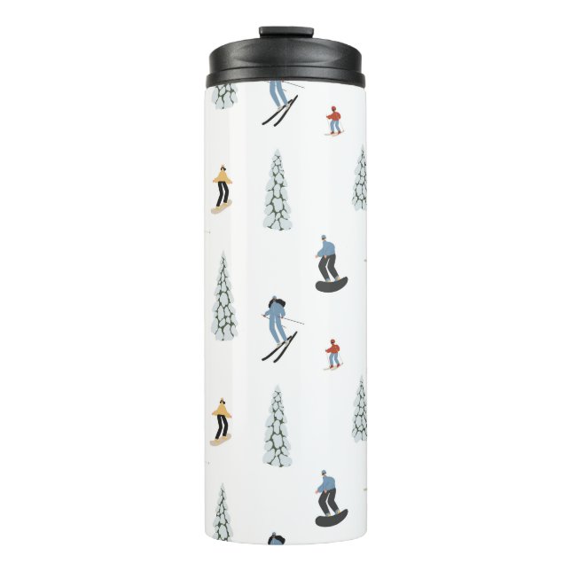 Winter Downhill Pattern Thermal Tumbler (Front)