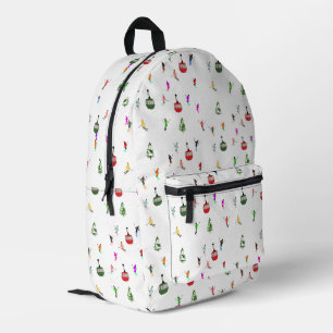 Winter Downhill Skiers Skiing Pattern Printed Backpack