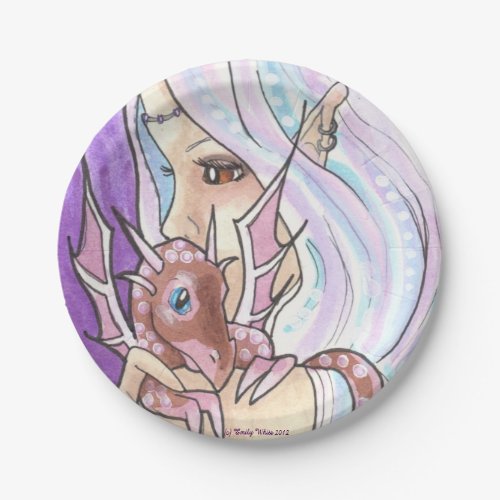 Winter Dragon  Nymph fantasy art Paper Plates