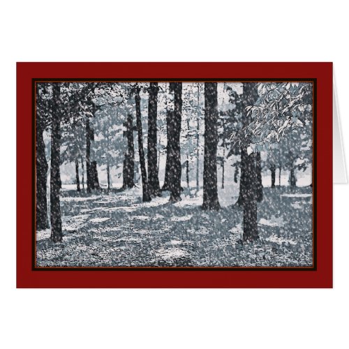 Winter Dream Trees Classic Red Christmas Card