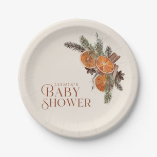 Winter Dried Orange Cinnamon Baby Shower Paper Plates