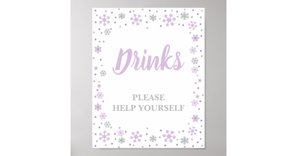 Winter Drink Table Sign Lavender Purple Silver Zazzle Com