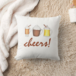 Winter Drinks Christmas Egg Nog Buttered Rum Throw Pillow