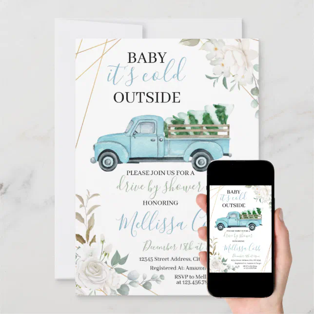 Winter Drive By Baby Shower Invitation Zazzle