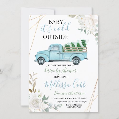 Winter Drive By Baby Shower Invitation