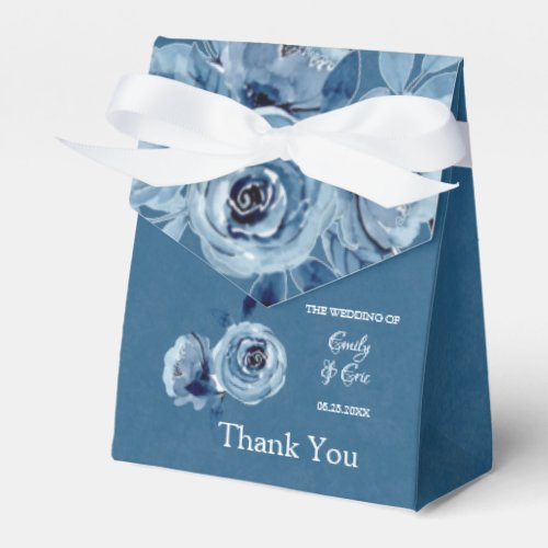 Winter Dusty Blue Peony Wedding Favor Box