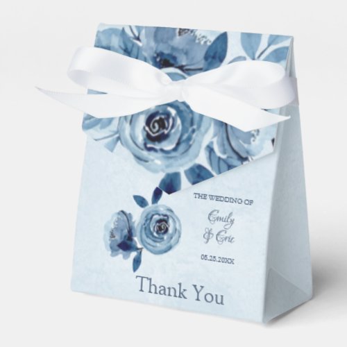 Winter Dusty Blue Peony Wedding Favor Box