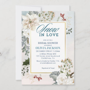 Winter dusty blue snow in love Bridal shower Invitation