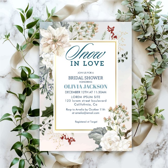 Winter dusty blue snow in love Bridal shower Invitation (Creator Uploaded)