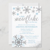 Winter Dusty Blue Snowflake Baby Shower Invitation